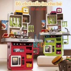 Đồ chơi kệ bếp nấu ăn loại lớn, phun khói và hơi nước, cao 70cm nhiều chi tiết cho bé