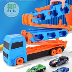 Xe đồ chơi container Vạn chuyển biến hình đường đua kép tặng kèm 6 xe đua bằng thép xịn xò cho bé