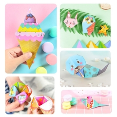 BỘ GẤP GIẤY FUN ORIGAMI có in hình đáng yêu kèm sách hướng dẫn cho bé trai bé gái