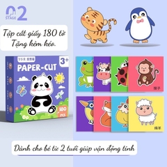 Bộ cắt giấy thủ công PAPER CUT 180 tờ gồm nhiều chủ đề tặng kèm kéo giúp bé rèn luyện tính kiên trì và khéo léo