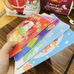 Tranh ghép hình 16 mảnh giáng sinh / noel có hình tô màu phía sau