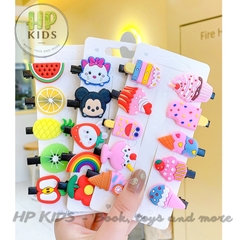 Set 10 kẹp tóc silicon chủ đề nhân vật hoạt hình ngộ nghĩnh đáng yêu cho bé gái