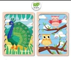 Ghép hình, xếp hình gỗ que kem 2 mặt cho bé tư duy sáng tạo, giáo dục Montessori