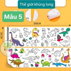 ( TẶNG KÈM KÉO VÀ MÀU) GIẤY CUỘN TRANH TÔ MÀU CẮT DÁN TÔ MÀU 3M CHO BÉ