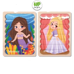 Ghép hình, xếp hình gỗ que kem 2 mặt cho bé tư duy sáng tạo, giáo dục Montessori