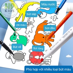 ( TẶNG KÈM KÉO VÀ MÀU) GIẤY CUỘN TRANH TÔ MÀU CẮT DÁN TÔ MÀU 3M CHO BÉ