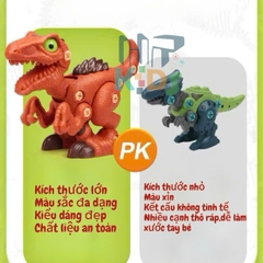Hộp lắp ráp 4 khủng long size to,  kèm tua vít và đầy đủ dụng cụ cho bé