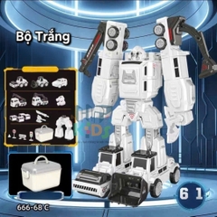 Đồ chơi Robot người máy, 6 xe kết hợp lại thành robot, lắp ráp kết hợp nam châm