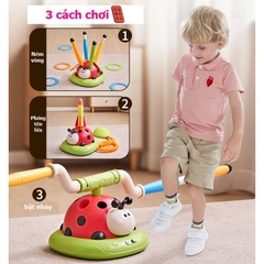 Đồ chơi vận động 3 trong 1 cho bé nhảy cao, ném vòng, tên lử a bay có âm nhạc kèm remote điều khiển
