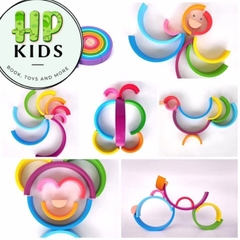 Bộ xếp hình cầu vồng bằng gỗ vui nhộn cho trẻ đồ chơi trẻ em Giáo cụ montessori kèm sách hướng dẫn xếp
