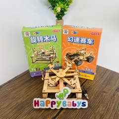 Đồ Chơi Lắp Ráp STEM Bằng Gỗ Tự Làm Có Động Cơ Phát Triển Tư Duy Sáng Tạo Cho Bé