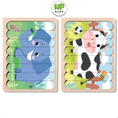 Ghép hình, xếp hình gỗ que kem 2 mặt cho bé tư duy sáng tạo, giáo dục Montessori