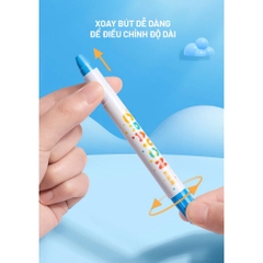 Bút màu sáp lụa màu hữu cơ, cho bé vẽ, tô màu dễ dàng lau chùi kèm hộp đựng, quai xách nắp đậy bút chống rơi cho bé