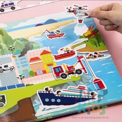 Đồ chơi tranh dán nam châm từ tính, nhiều miếng dán chủ đề công trình, đại dương, thành phố, phương tiện giao thông