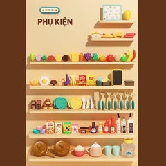 Đồ chơi kệ bếp nấu ăn loại lớn, phun khói và hơi nước, cao 70cm nhiều chi tiết cho bé