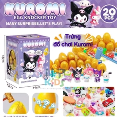 Đồ chơi dập trứng nhận quà, hộp mù trứng vàng nhiều chủ đề Kuromi, Labubu, Cappybra kèm búa cho bé
