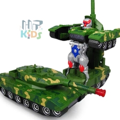 Đồ chơi xe tăng biến hình robot kèm nhạc và đèn cho bé