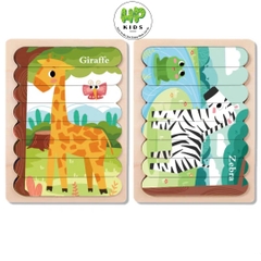 Ghép hình, xếp hình gỗ que kem 2 mặt cho bé tư duy sáng tạo, giáo dục Montessori