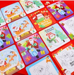 Tranh ghép hình 16 mảnh giáng sinh / noel có hình tô màu phía sau