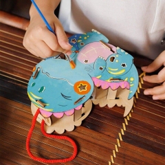 Đèn lồng gỗ Trông Trăng Lalamoon bộ kit tự làm lồng đèn trung thu tô màu thủ công DIY đồ chơi hình con vật
