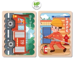 Ghép hình, xếp hình gỗ que kem 2 mặt cho bé tư duy sáng tạo, giáo dục Montessori