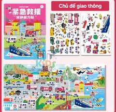 Đồ chơi tranh dán nam châm từ tính, nhiều miếng dán chủ đề công trình, đại dương, thành phố, phương tiện giao thông