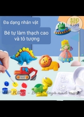 Set tự làm thạch cao tô tượng cho bé, kèm màu vẽ, khuôn, cọ v.v....