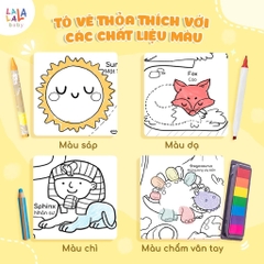 Tranh tô màu dán tường dài 3m Lala Baby tặng kèm màu, kéo