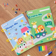 Bộ sách học chữ, số có thể vẽ và xóa được tặng kèm viết và bảng lau. Nhiều chủ đề cho bé lựa chọn