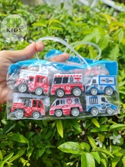 Túi 6 xe đồ chơi chạy cót mini bằng nhựa cho bé yêu.