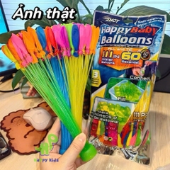 Bộ 111 quả bong bóng nước được lắp sẵn vào 3 chùm và có đầu nối với ống nước