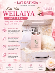 Sữa Tắm Weilaiya : Hoa Trà + Hộp Quà có rơm + Bông Tắm