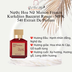 Nước Hoa Nữ Maison Francis Kurkdjian Baccarat Rouge - MFK 540 Extrait De Parfum