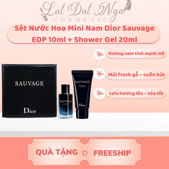 Sét Nước Hoa Mini Nam Dior Sauvage EDP 10ml + Shower Gel 20ml
