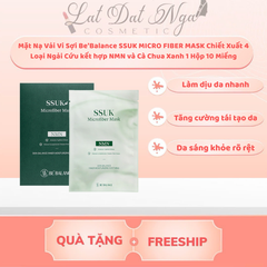Mặt Nạ Vải Vi Sợi Be'Balance SSUK MICRO FIBER MASK Chiết Xuất 4 Loại Ngải Cứu kết hợp NMN và Cà Chua Xanh 1 Hộp 10 Miếng