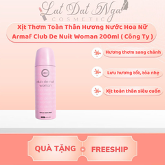 Xịt Thơm Toàn Thân Hương Nước Hoa Nữ Armaf Club De Nuit Woman 200ml ( Công Ty )