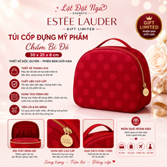 Túi Cốp Đựng Mỹ Phẩm Estee Lauder Gift Limited Chấm Bi Đỏ (30x25x8)