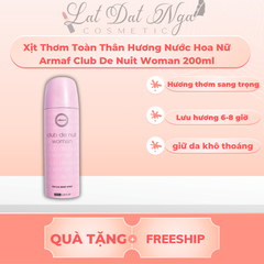 Xịt Thơm Toàn Thân Hương Nước Hoa Nữ Armaf Club De Nuit Woman 200ml