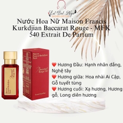 Nước Hoa Nữ Maison Francis Kurkdjian Baccarat Rouge - MFK 540 Extrait De Parfum