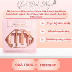 Sét Quà : Sét Charlotte Tilbury : Son Pillow Talk 5.5ml + Son Pillow Talk 5.5ml ( tuýp ) + Son Pillow Talk ( thỏi mini ) + Son Chì Pillow Talk