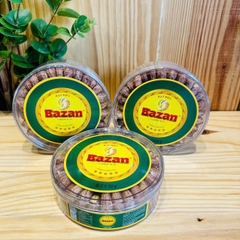 Hạt điều rang muối còn vỏ lụa hộp tròn 500g - Bazan