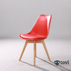 Ghế cafe lưng nhựa có nệm chân gỗ - TV303
