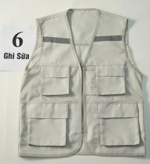 Áo gile bảo hộ phản quang màu ghi sữa