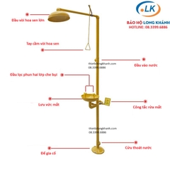 Bồn rửa mắt và tắm khẩn cấp sơn tĩnh điện màu vàng