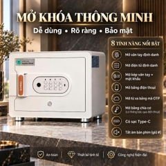 Két sắt mini Xiaomi CRMCR 30MS - Thương hiệu quốc tế, Khóa vân tay điện tử đạnh danh, 8 chế  độ cảnh báo thông minh qua điện thoại