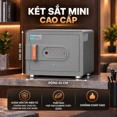 Két sắt mini Xiaomi CRMCR 30MS - Thương hiệu quốc tế, Khóa vân tay điện tử đạnh danh, 8 chế độ cảnh báo thông minh qua điện thoại