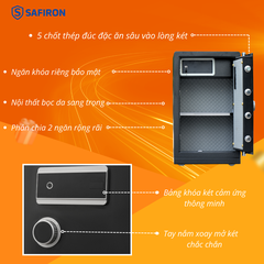 Két Sắt Thông Minh Safiron 80LS Vân Tay Điện Tử Kết Nối APP Điện Thoại