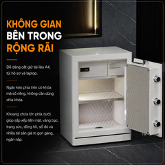 Két sắt Xiaomi CRMCR 60LE Thép đặc nguyên khối - Khóa vân tay điện tử định danh người dùng cảnh trộm báo điện thoại