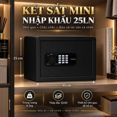 Két Sắt Mini CRMCR 25LN – Cao 25cm rộng 35cm sâu 31cm nặng 8.5kg khóa vân tay điện tử