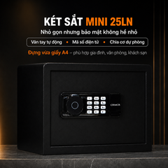 Két Sắt Mini CRMCR 25LN – Cao 25cm rộng 35cm sâu 31cm nặng 8.5kg khóa vân tay điện tử